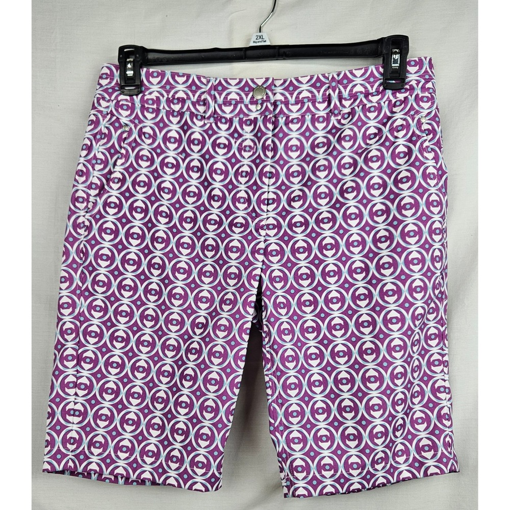 Nivo by Lanctôt  Purple Blue Geometric Golf Shorts Womens 8 Performance